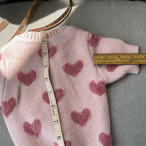 Pet Sweater Pink Cardigan with Fuzzy Hearts Medium - Picture 7 of 8